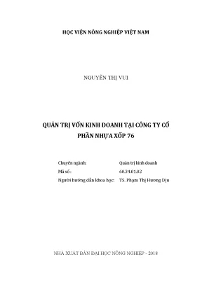 Luận văn quản trị vốn kinh doanh tại công ty cổ phần nhựa xốp 76