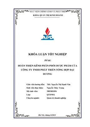 Luận văn hoàn thiện kênh phân phối dược phẩm của công ty tnhh phát triển tổng hợp đại dương
