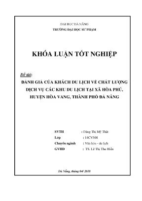 Luận văn đánh giá của khách du lịch về chất lượng dịch vụ các khu du lịch tại xã hòa phú huyện hòa vang thành phố đà nẵng