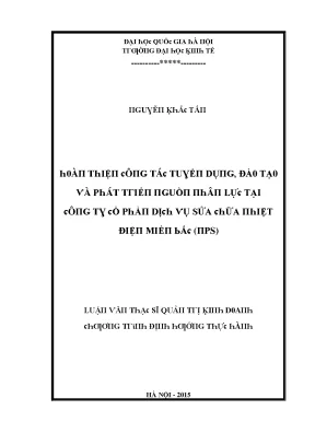 Luận văn hoàn thiện công tác tuyển dụng đào tạo và phát triển nguồn nhân lực tại công ty cổ phần dịch vụ sửa chữa nhiệt điện miền bắc