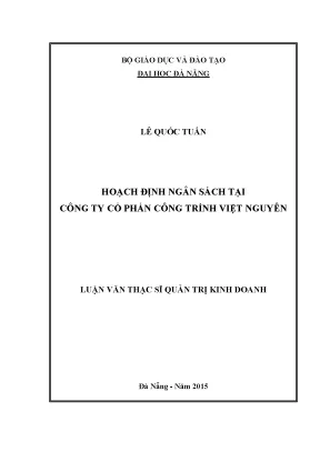Luận văn hoạch định ngân sách tại công ty cổ phần công trình việt nguyên