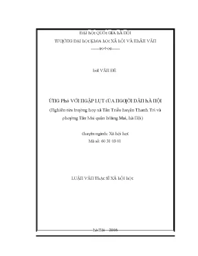 Luận văn thạc sĩ ứng phó với ngập lụt của người dân hà nội nghiên cứu trường hợp xã tân triều huyện thanh trì và phường tân mai quận hoàng mai hà nội