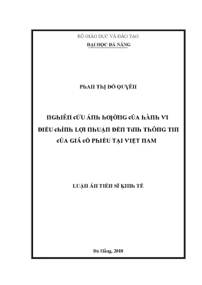 Luận văn nghiên cứu ảnh hưởng của hành vi điều chỉnh lợi nhuận đến tính thông tin của giá cổ phiếu tại việt nam