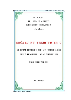 Luận văn giải pháp thu hút vốn đầu tư trên địa bàn huyện thanh chương tỉnh nghệ an