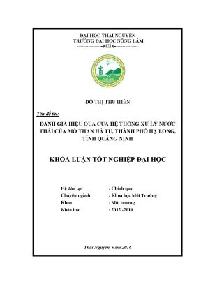 Luận văn đánh giá hiệu quả của hệ thống xử lý nước thải của mỏ than hà tu thành phố hạ long tỉnh quảng ninh