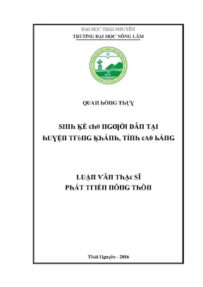 Luận văn sinh kế cho người dân tại huyện trùng khánh tỉnh cao bằng
