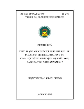 Luận văn thực trạng kiến thức và tuân thủ điều trị của người bệnh loãng xương tại khoa nội xương khớp bệnh viện hữu nghị đa khoa tỉnh nghệ an năm 2017