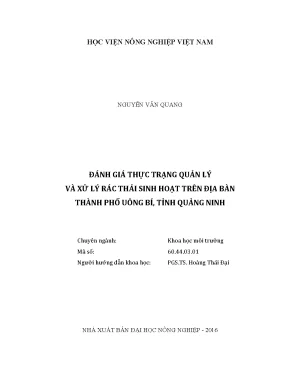 Luận văn đánh giá thực trạng quản lý và xử lý rác thải sinh hoạt trên địa bàn thành phố uông bí tỉnh quảng ninh