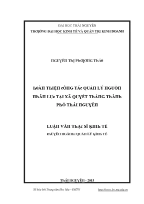 Luận văn hoàn thiện công tác quản lý nguồn nhân lực tại xã quyết thắng thành phố thái nguyên