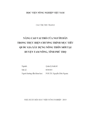 Luận văn nâng cao vai trò của người dân trong thực hiện chương trình mục tiêu quốc gia xây dựng nông thôn mới tại huyện tam nông tỉnh phú thọ