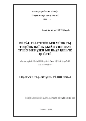 Luận văn phát triển bền vững thị trường chứng khoán việt nam trong điều kiện hội nhập kinh tế quốc tế