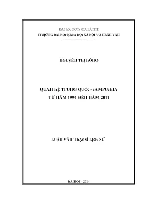 Luận văn thạc sĩ quan hệ trung quốc campuchia từ năm 1991 đến năm 2011