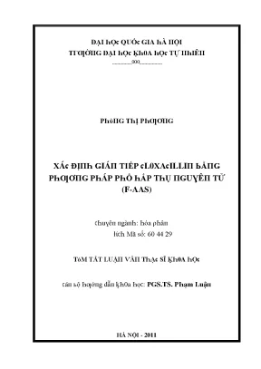 Luận văn thạc sĩ xác định gián tiếp cloxacillin bằng phương pháp phổ hấp thụ nguyên tử f aas vnu lvts09