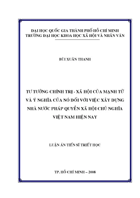 Tư tưởng chính trị xã hội của mạnh tử và ý nghĩa của nó đối với việc xây dựng nhà nước pháp quyền xã hội chủ nghĩa việt nam hiện nay