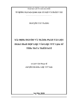 Luận văn thạc sĩ xác định nguồn và thành phần tài liệu nghe nhìn nộp lưu vào lưu trữ lịch sử tỉnh thừa thiên huế