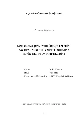 Tăng cường quản lý nguồn lực tài chính xây dựng nông thôn mới trên địa bàn huyện thái thụy tỉnh thái bình