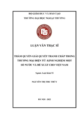 Luận văn thẩm quyền giải quyết tranh chấp trong thương mại điện tử kinh nghiệm một số nước và đề xuất cho việt nam