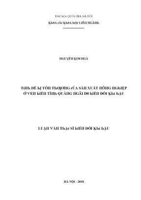 Luận văn thạc sĩ tính dễ bị tổn thương của sản xuất nông nghiệp ở ven biển tỉnh quảng ngãi do biến đổi khí hậu vnu lvts08w