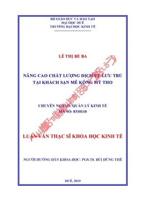 Luận văn nâng cao chất lượng dịch vụ lưu trú tại khách sạn mê kông mỹ tho
