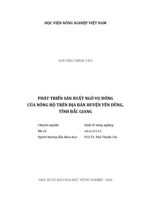 Luận văn nghiên cứu giải pháp phát triển sản xuất nếp cái hoa vàng tại huyện đông triều tỉnh quảng ninh