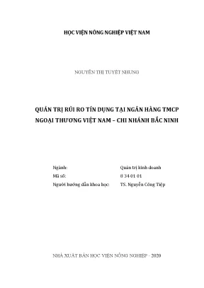 Quản trị rủi ro tại ngân hàng thương mại cổ phần ngoại thương việt nam chi nhánh bắc ninh