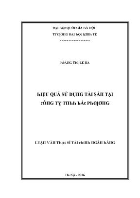 Luận văn hiệu quả sử dụng tài sản tại công ty tnhh bắc phương