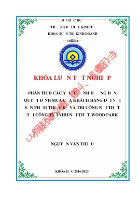Luận văn phân tích các yếu tố ảnh hưởng đến quyết định mua của khách hàng đối với sản phẩm thiết kế và thi công nội thất tại công ty tnhh nội thất wood park