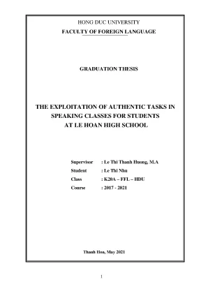 The exploitation ò authentic tasks in speaking classes for students at le hoan high school