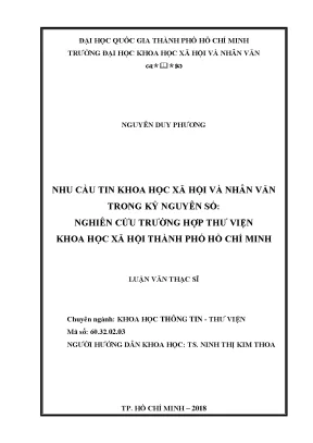 Nhu cầu tin khoa học xã hội và nhân văn trong kỷ nguyên số nghiên cứu trường hợp thư viện khoa học xã hội thành phố hồ chí minh