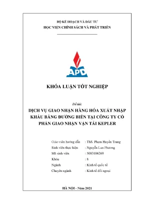 Luận văn dịch vụ giao nhận hàng hoá xuất nhập bằng đường biển tại công ty cổ phần giao nhận vận tải kepler