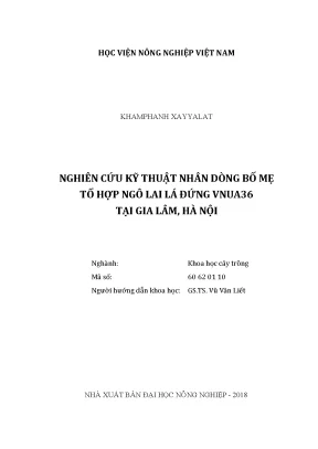 Luận văn nghiên cứu kỹ thuật nhân dòng bố mẹ tổ hợp ngô lai lá đứng vnua36 tại gia lâm hà nội