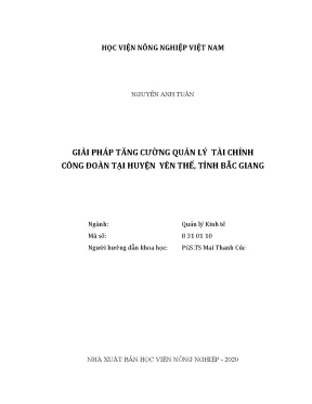 Giải pháp tăng cường quản lý tài chính công đoàn tại huyện yên thế tỉnh bắc giang