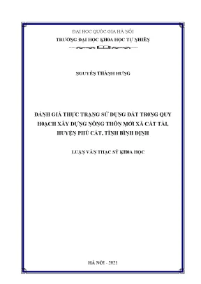 Luận văn thạc sĩ đánh giá thực trạng sử dụng đất trong quy hoạch xây dựng nông thôn mới xã cát tài huyện phù cát tỉnh bình định