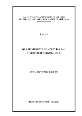 Quá trình đô thị hóa trên địa bàn tỉnh bình dương 1986 2010