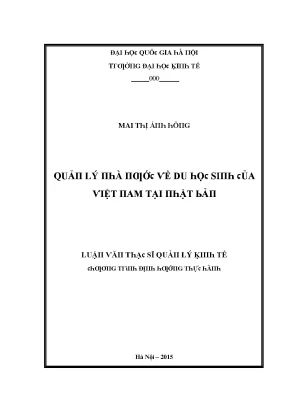 Luận văn quản lý nhà nước về du học sinh của việt nam tại nhật bản