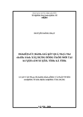 Luận văn nghiên cứu đánh giá kết quả thực thi chính sách xây dựng nông thôn tại huyện cẩm xuyên tỉnh hà tĩnh