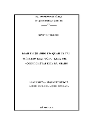 Luận văn hoàn thiện công tác quản lý tài chính cho hoạt động khoa học công nghệ tại tỉnh hà giang