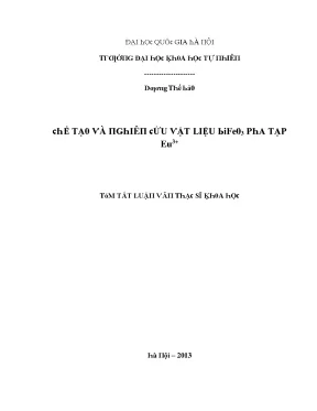 Luận văn thạc sĩ chế tạo và nghiên cứu vật liệu bifeo3 pha tạp eu3 vnu lvts004