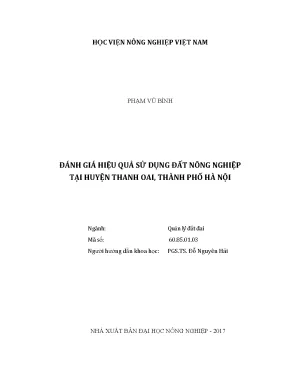 Luận văn đánh giá hiệu quả sử dụng đất nông nghiệp tại huyện thanh oai thành phố hà nội
