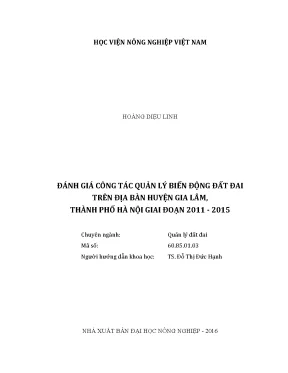 Luận văn đánh giá công tác quản lý biến động đất đai trên địa bàn huyện gia lâm thành phố hà nội giai đoạn 2011 2015