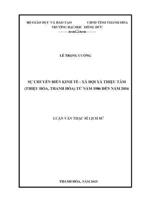 Sự chuyển biến kinh tế xã hội xã thiệu tâm thiệu hóa thanh hóa từ năm 1986 đến năm 2016