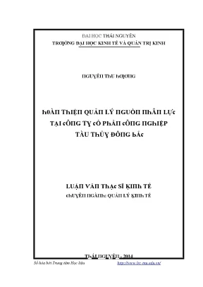 Luận văn hoàn thiện quản lý nguồn nhân lực tại công ty cổ phần công nghiệp tàu thủy đông bắc