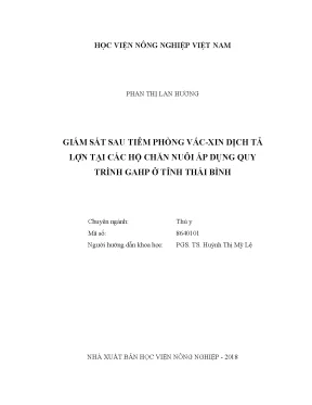 Luận văn giám sát sau tiêm phòng vắc xin dịch tả lợn tại các hộ chăn nuôi áp dụng quy trình gahp ở tỉnh thái bình