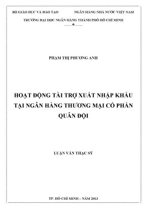 Luận văn hoạt động tài trợ xuất nhập khẩu tại ngân hàng thương mại cổ phần quân đội