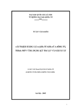 Luận văn cải thiện năng lực cạnh tranh của công ty tnhh mtv ứng dụng kỹ thuật và sản xuất