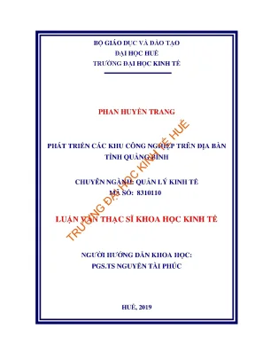 Luận văn phát triển các khu công nghiệp trên địa bàn tỉnh quảng bình