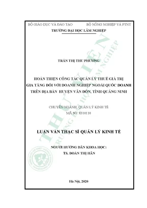 Hoàn thiện công tác quản lý thuế giá trị gia tăng đối với doanh nghiệp ngoài quốc doanh trên địa bàn huyện vân đồn tỉnh quảng ninh