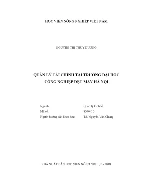 Luận văn quản lý tài chính tại trường đại học công nghiệp dệt may hà nội