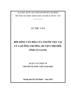 Đời sống văn hóa của người việt tại cù lao ông chưởng huyện chợ mới tỉnh an giang
