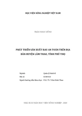 Phát triển sản xuất rau an toàn trên địa bàn huyện lâm thao tỉnh phú thọ